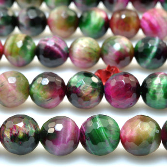 Galaxy Tiger Eye Stone faceted round beads wholesale gemstone green red tiger's eye for jewelry making diy bracelet