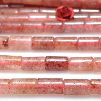 Natural Strawberry Quartz stone smooth tube beads whoelsale loose gemstones for jewelry making diy bracelet