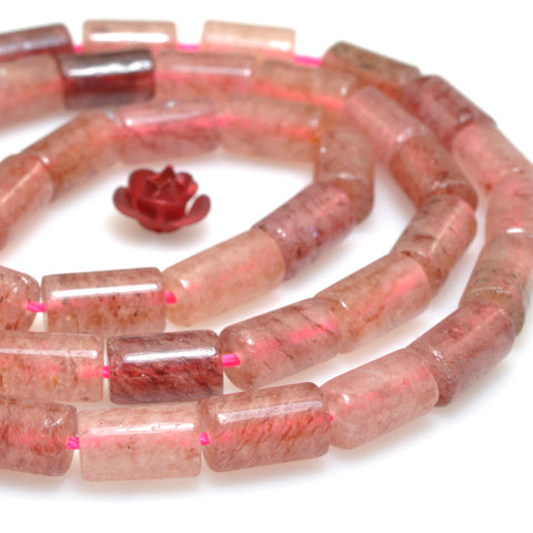 Natural Strawberry Quartz stone smooth tube beads whoelsale loose gemstones for jewelry making diy bracelet