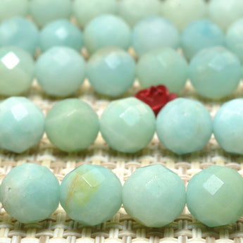 Natural Amazonite faceted round loose beads gemstone wholesale for jewelry making diy bracelet necklace 8mm
