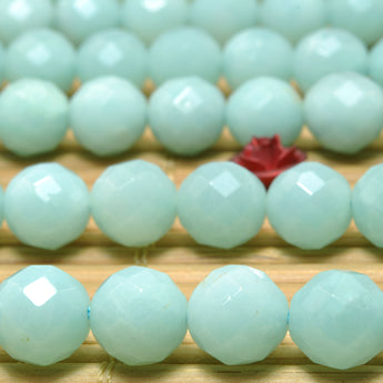 Natural Amazonite stone faceted round beads wholesale loose gemstones for jewelry making diy bracelet necklace 8mm