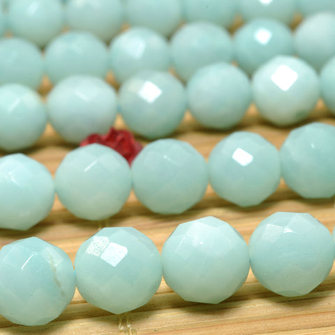 Natural Amazonite stone faceted round beads wholesale loose gemstones for jewelry making diy bracelet necklace 8mm