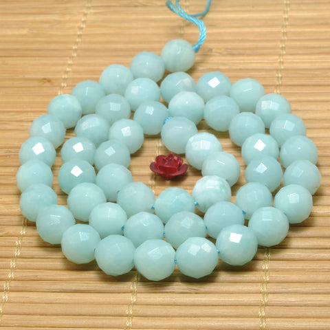 Natural Amazonite stone faceted round beads wholesale loose gemstones for jewelry making diy bracelet necklace 8mm