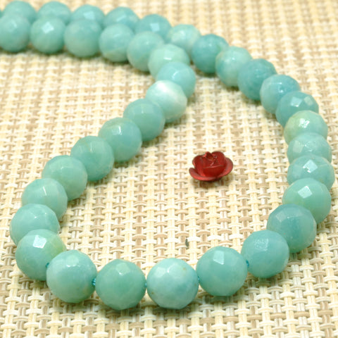 Natural Amazonite faceted round beads wholesale loose gemstone for jewelry making diy bracelet necklace 8mm