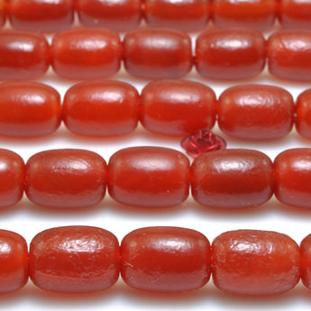 Carnelian stone frosted matte barrel drum beads red agate gemstone wholesale for jewelry making DIY bracelet necklace