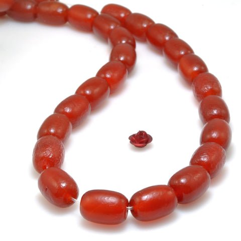 Carnelian stone frosted matte barrel drum beads red agate gemstone wholesale for jewelry making DIY bracelet necklace