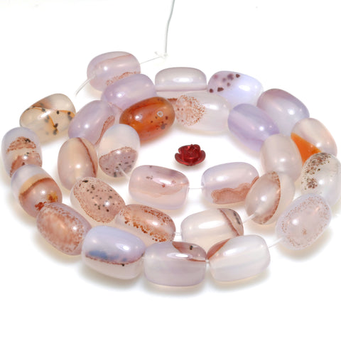 Natural Dendritic Agate smooth barrel drum beads Cinnabar Purple Ocean Agate stone wholesale  gemstone for jewelry making DIY