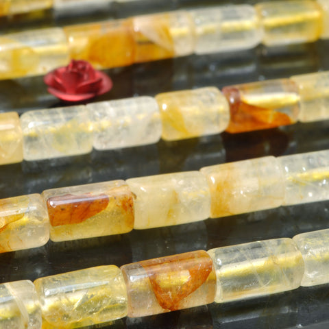 Natural citrine golden healer quartz smooth tube beads whoelsale yellow stone loose gemstones for jewelry making diy bracelet