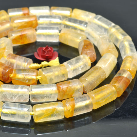 Natural citrine golden healer quartz smooth tube beads whoelsale yellow stone loose gemstones for jewelry making diy bracelet