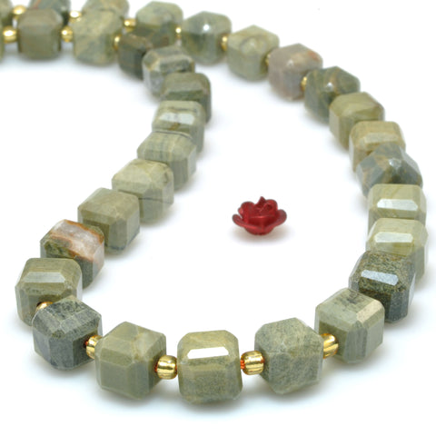 Natural  Green Silver Leaf jasper faceted cube beads wholesale loose gemstone jewelry making bracelet necklace diy