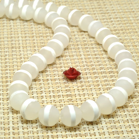 White Agate oneline Tibetan Agate matte round beads wholesale loose gemstone for jewelry making diy
