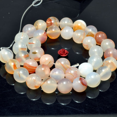 Natural Dendritic Agate ocean chalcedony smooth round beads wholesale gemstone Jewelry making diy