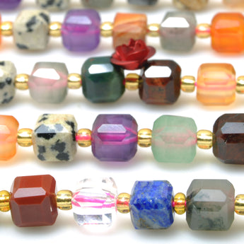 Natural mixed stones faceted cube beads multicolor jasper wholesale gemstone for jewelry DIY making bracelet necklace