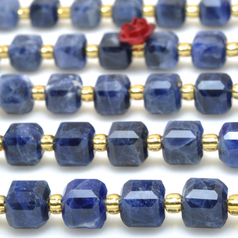 Natural Blue Sodalite Stone faceted cube beads wholesale loose gemstones for jewelry making diy bracelet necklace