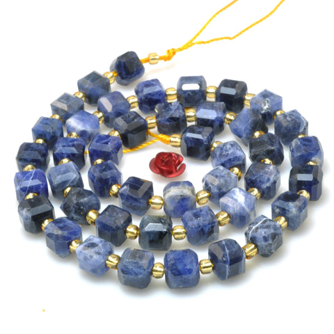 Natural Blue Sodalite Stone faceted cube beads wholesale loose gemstones for jewelry making diy bracelet necklace