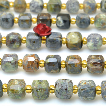 Natural Brazilian Opal faceted cube beads green brown opal stone wholesale gemstone for jewelry making diy bracelet necklace