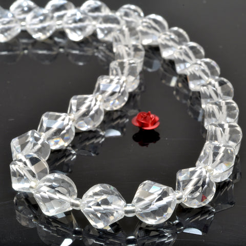 Natural Clear Rock Crystal faceted twist round beads whoelsale loose gemstone for jewelry making diy bracelet necklace