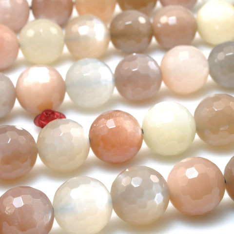 Natural Rainbow Moonstone faceted round beads wholesale loose gemsotne for jewelry making diy bracelet necklace