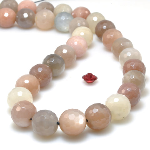 Natural Rainbow Moonstone faceted round beads wholesale loose gemsotne for jewelry making diy bracelet necklace