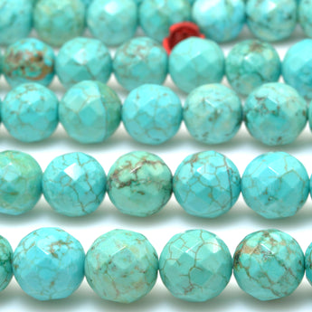 Green Turquoise faceted round beads wholesale loose gemstones semie precious stone for jewelry making diy bracelet necklace