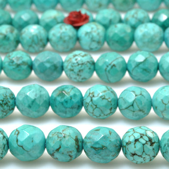 Green Turquoise faceted round beads wholesale loose gemstones semie precious stone for jewelry making diy bracelet necklace