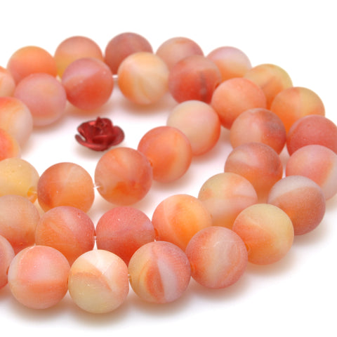 Orange Red Agate matte round beads synthetic stone wholesale loose gemstone for jewelry making diy bracelet necklace