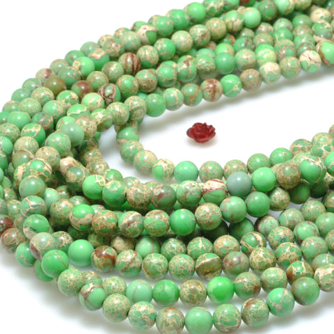 Green Imperial Jasper smooth round loose beads sea sediment gemstone wholesale jewelry making diy bracelet necklace