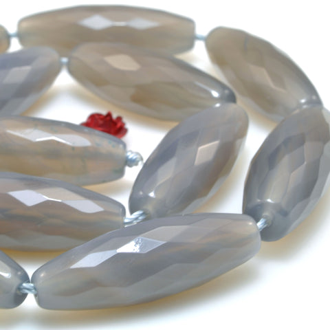 Natural Gray Agate faceted rice beads wholesale gemstone jewelry making bracelet necklace diy