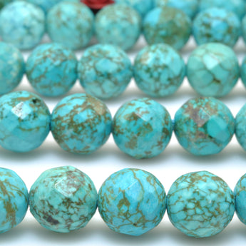 Green Turquoise faceted round beads wholesale loose gemstones semie precious stone for jewelry making diy bracelet necklace