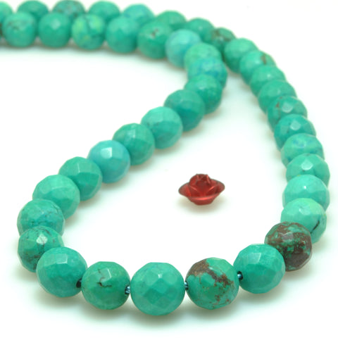 Green Turquoise faceted round beads loose stones wholesale gemstone for jewelry making diy bracelet necklace