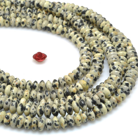 Natural Dalmatian jasper smooth disc rondelle beads loose gemstones for  jewelry making DIY bracelet necklace