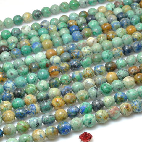 Natural Chrysocolla gemstone smooth round beads blue green stone wholesale jewelry making bracele necklace diy