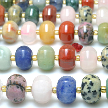 Natural Mix Stone Multicolor Gemstone faceted pumpkin rondelle beads wholesale jewelry making diy bracelet necklace