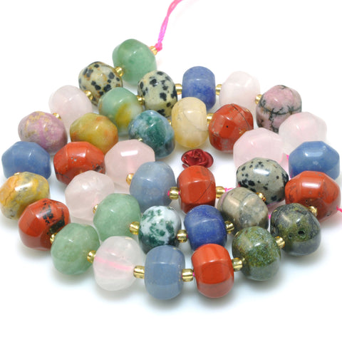 Natural Mix Stone Multicolor Gemstone faceted pumpkin rondelle beads wholesale jewelry making diy bracelet necklace