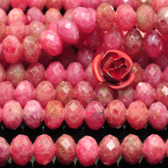 Natural Red Rhodochrosite faceted rondelle beads wholesale loose gemstone semi precious stone for jewelry making DIY
