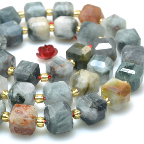 Natural Gray Eagle Eye Fire Hawk Eye faceted cube beads gemstone wholesale for jewelry making bracelet