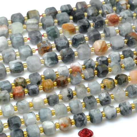 Natural Gray Eagle Eye Fire Hawk Eye faceted cube beads gemstone wholesale for jewelry making bracelet