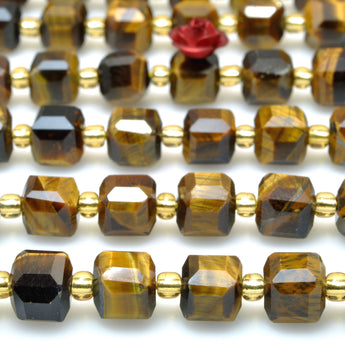 Natural Yellow Tiger Eye Stone faceted cube beads wholesale loose gemstones for jewelry making DIY bracelet