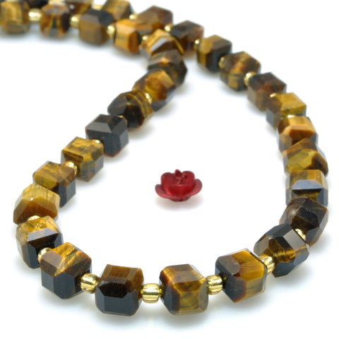 Natural Yellow Tiger Eye Stone faceted cube beads wholesale loose gemstones for jewelry making DIY bracelet