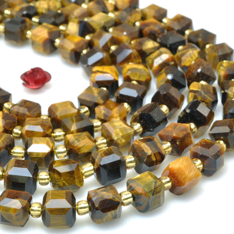 Natural Yellow Tiger Eye Stone faceted cube beads wholesale loose gemstones for jewelry making DIY bracelet