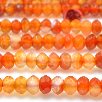 Natural Rainbow Agate orange red faceted rondelle beads wholesale loose gemstone for jewelry making DIY