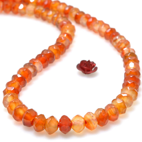 Natural Rainbow Agate orange red faceted rondelle beads wholesale loose gemstone for jewelry making DIY