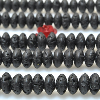 Black lava rock rough matte disc rondelle beads wholesale loose gemstone for jewelry making bracelets necklace diy