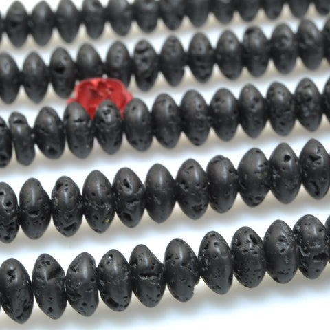 Black lava rock rough matte disc rondelle beads wholesale loose gemstone for jewelry making bracelets necklace diy