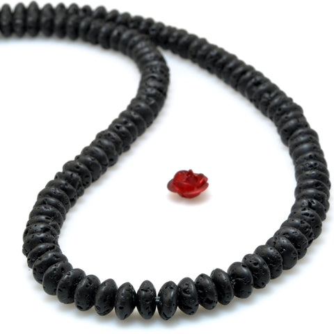 Black lava rock rough matte disc rondelle beads wholesale loose gemstone for jewelry making bracelets necklace diy