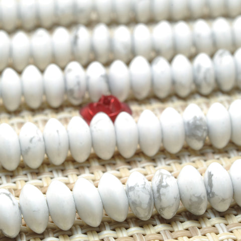 Natural Howlite stone smooth disc rondelle beads white turquoise wholesale loose gemstones for  jewelry making DIY bracelet necklace