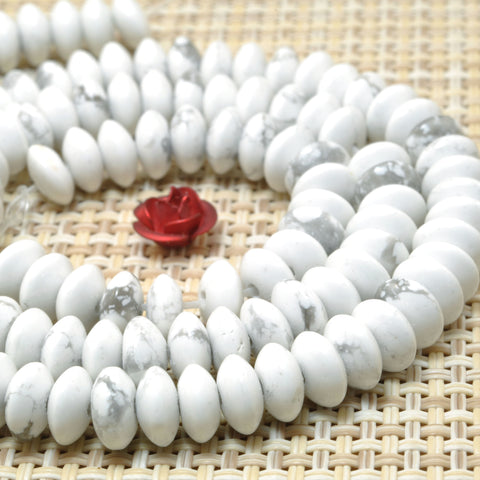 Natural Howlite stone smooth disc rondelle beads white turquoise wholesale loose gemstones for  jewelry making DIY bracelet necklace