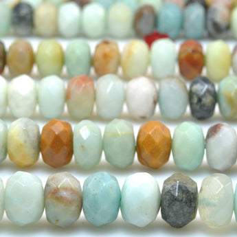 Natural Amazonite multi stone faceted rondelle beads wholesale gemstone jewelry making diy bracelet necklace