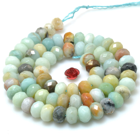 Natural Amazonite multi stone faceted rondelle beads wholesale gemstone jewelry making diy bracelet necklace