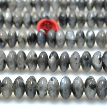 Natural Black Labradorite smooth disc rondelle beads wholesale loose gemstone for jewelry making bracelets necklace diy